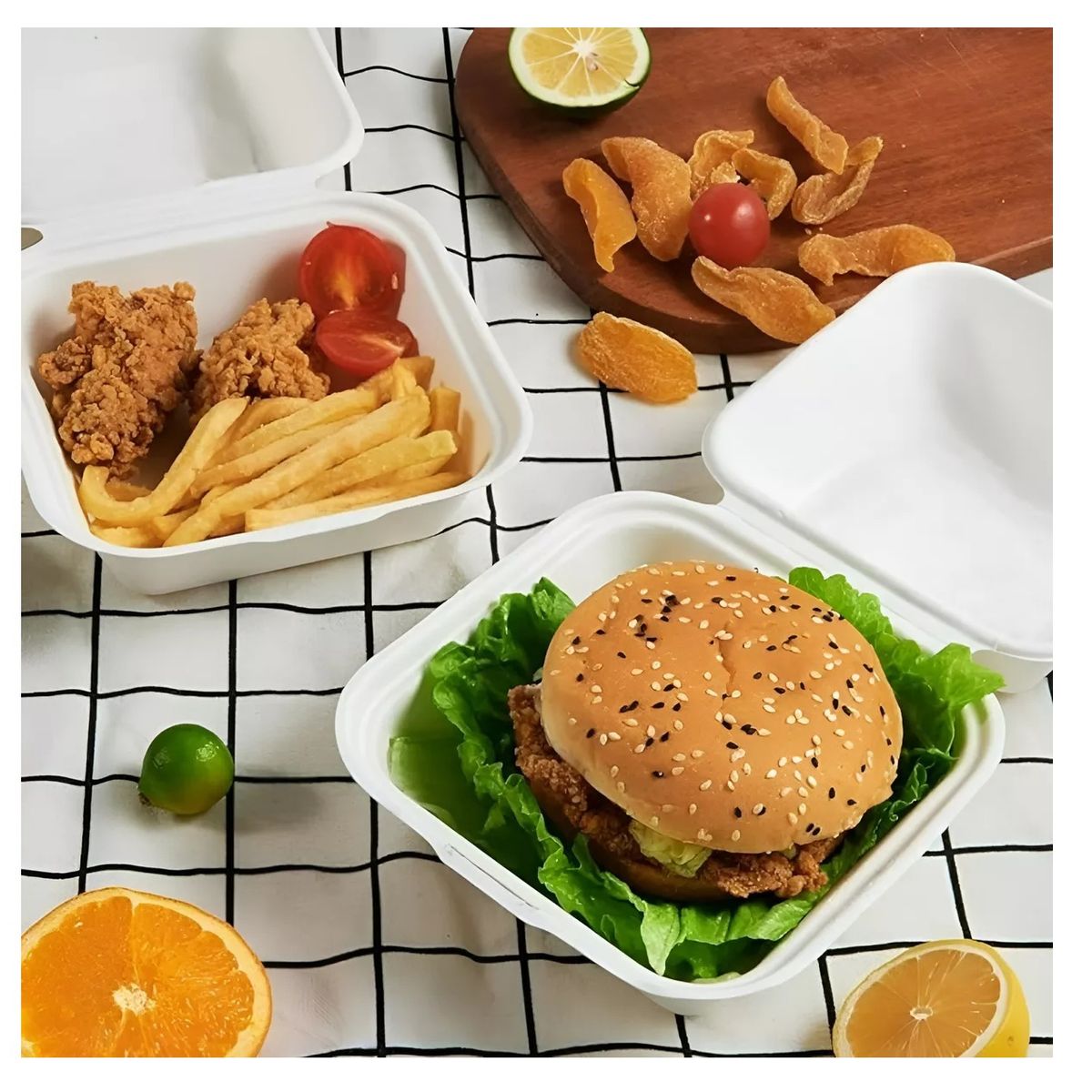 GENERICO - Pack X50 Envases De Plumavit Para Comida Envase Hamburguesa