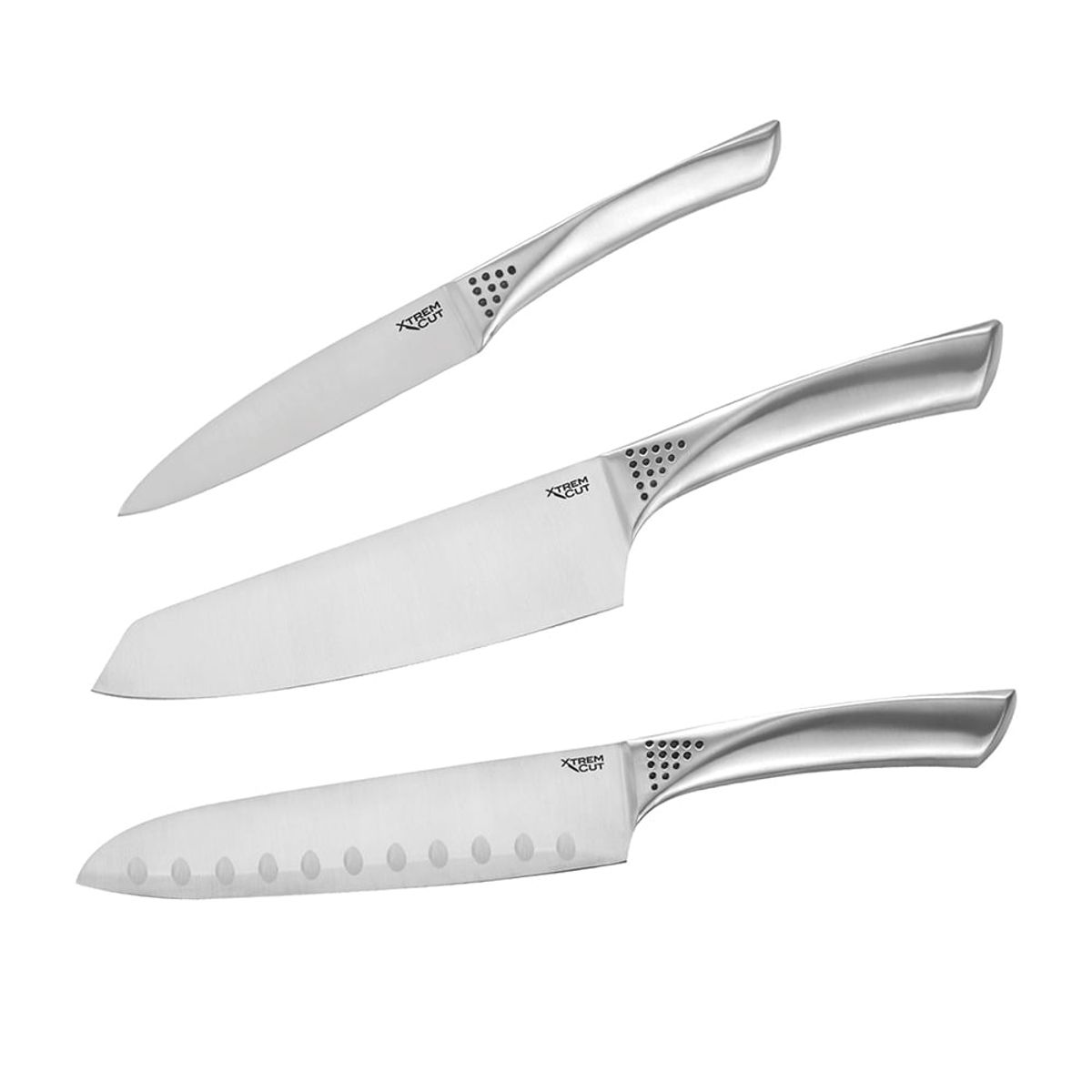 XTREM CUT - Set de Cuchillos de Cocina Profesionales Xtrem Cut Acero Inoxidable de Mango Ergonómico 3 Piezas