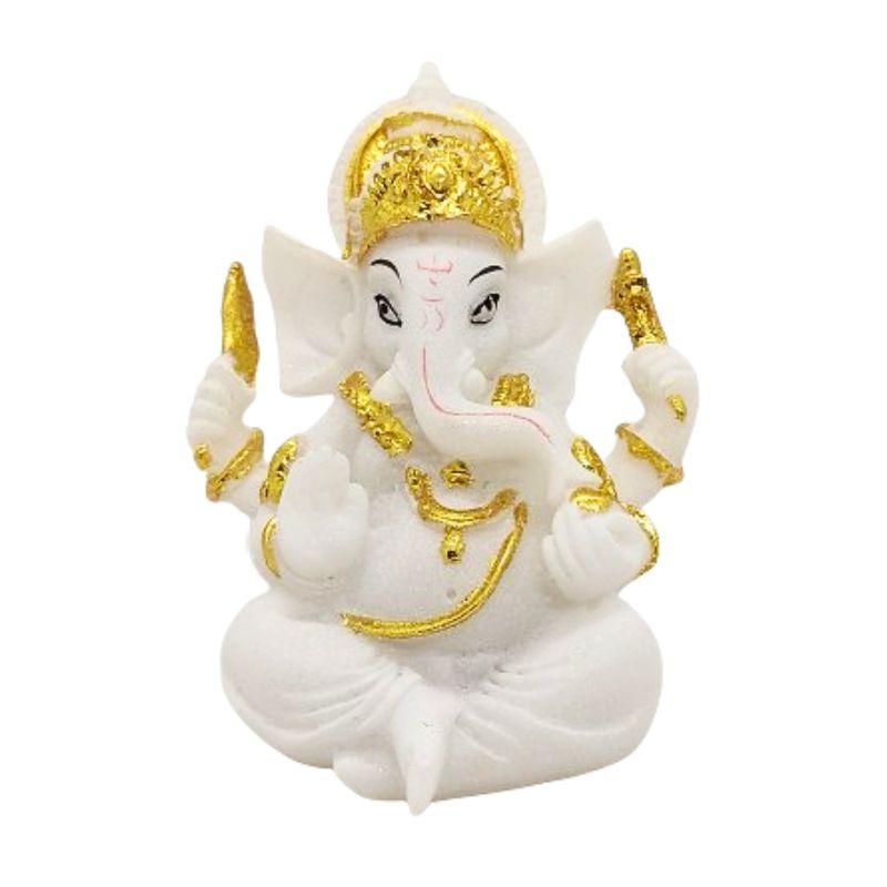 GENERICO - Ganesh Peq Blanco Dorado Poliresina