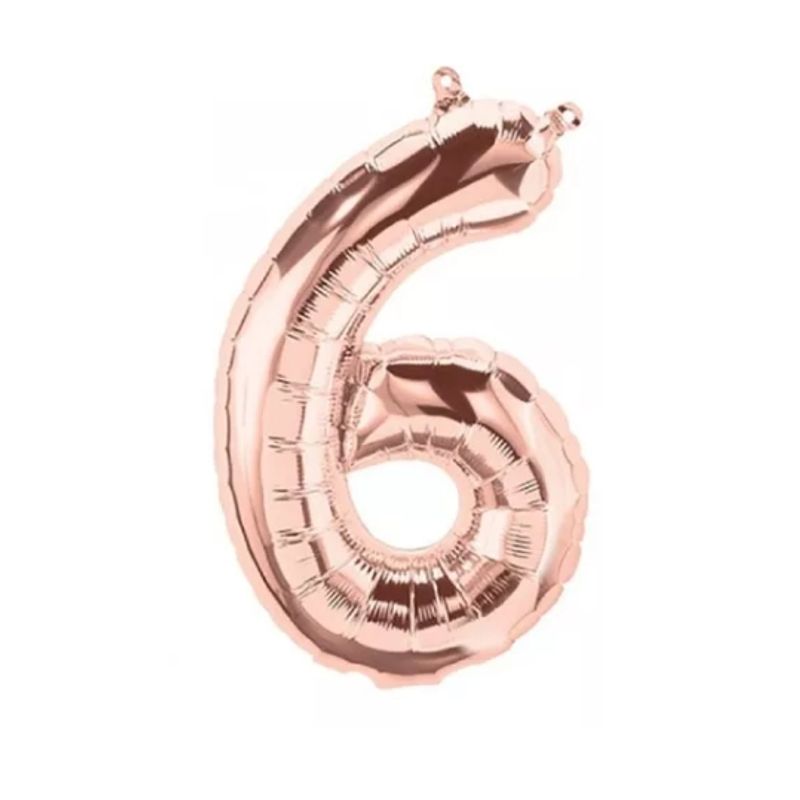 GENERICO - Globo Numero Metalizado Rose Gold 6
