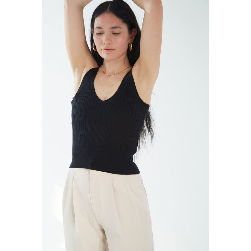MROTTO - Blusa Mujer De Tiras Negro Sin Manga