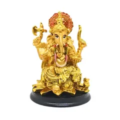 GENERICO - Ganesh Dorado Flor de Loto Poliresina Figura