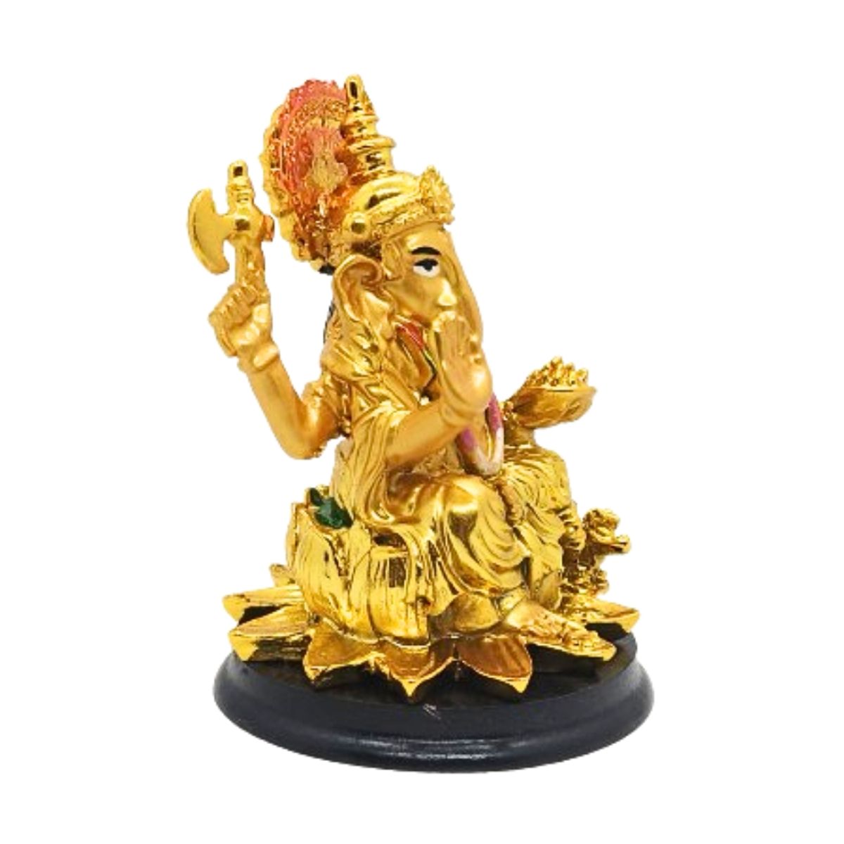 GENERICO - Ganesh Dorado Flor de Loto Poliresina Figura