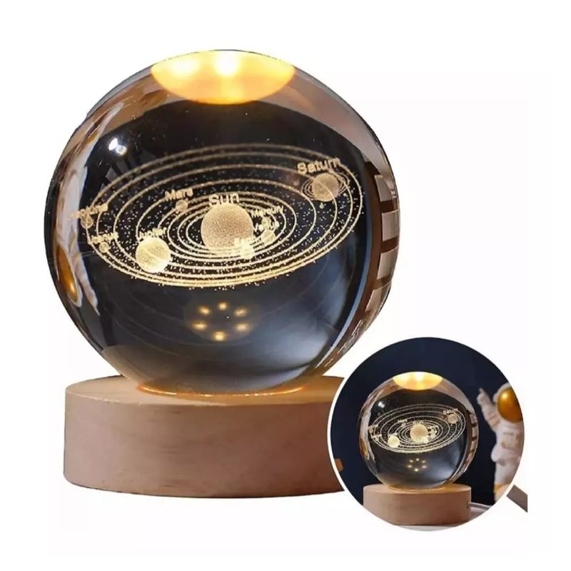 GENERICO - Lampara De Noche Led 3D Sistema Solar Bola De Cristal