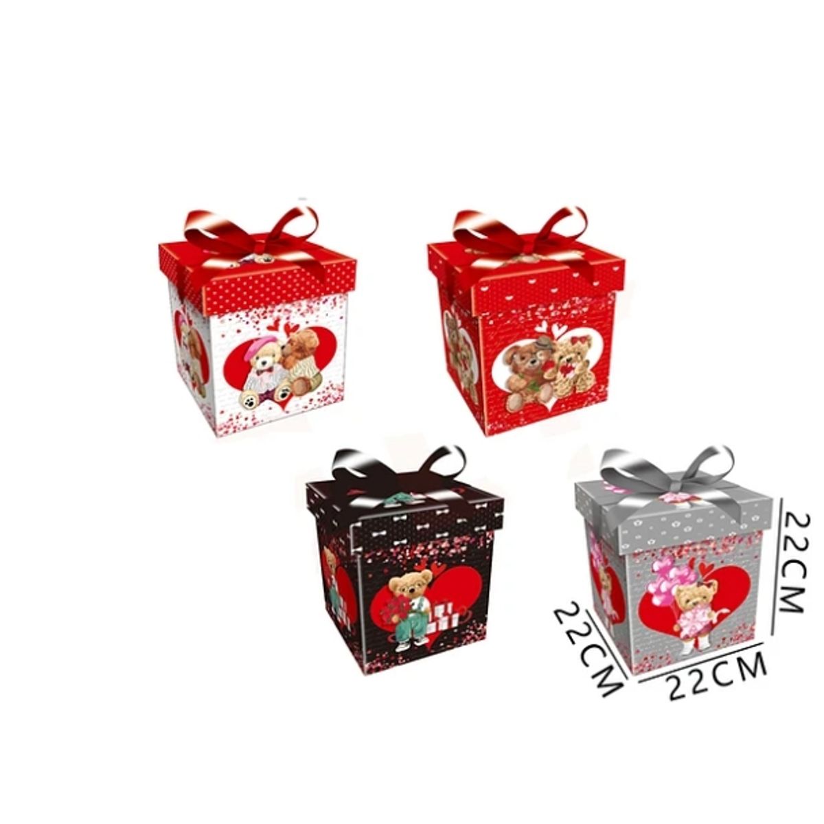 GENERICO - Caja De Regalo Con Osito Y Lazo 22x22x22 Cm
