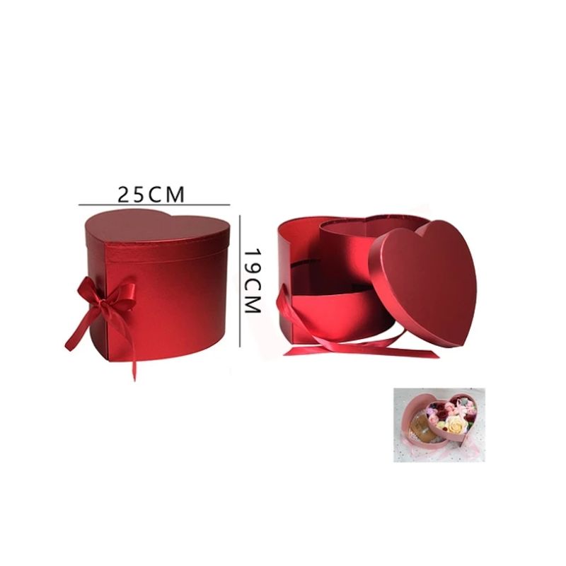GENERICO - Caja De Regalo Corazon Rojo Dos Niveles Con Cinta