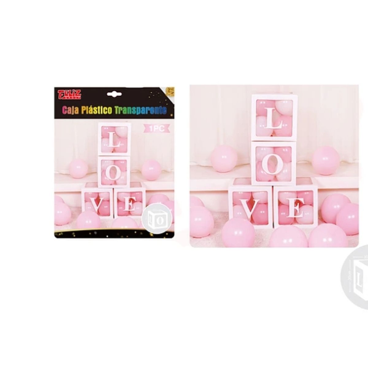 GENERICO - Caja Plástica Transparente Love Blanco