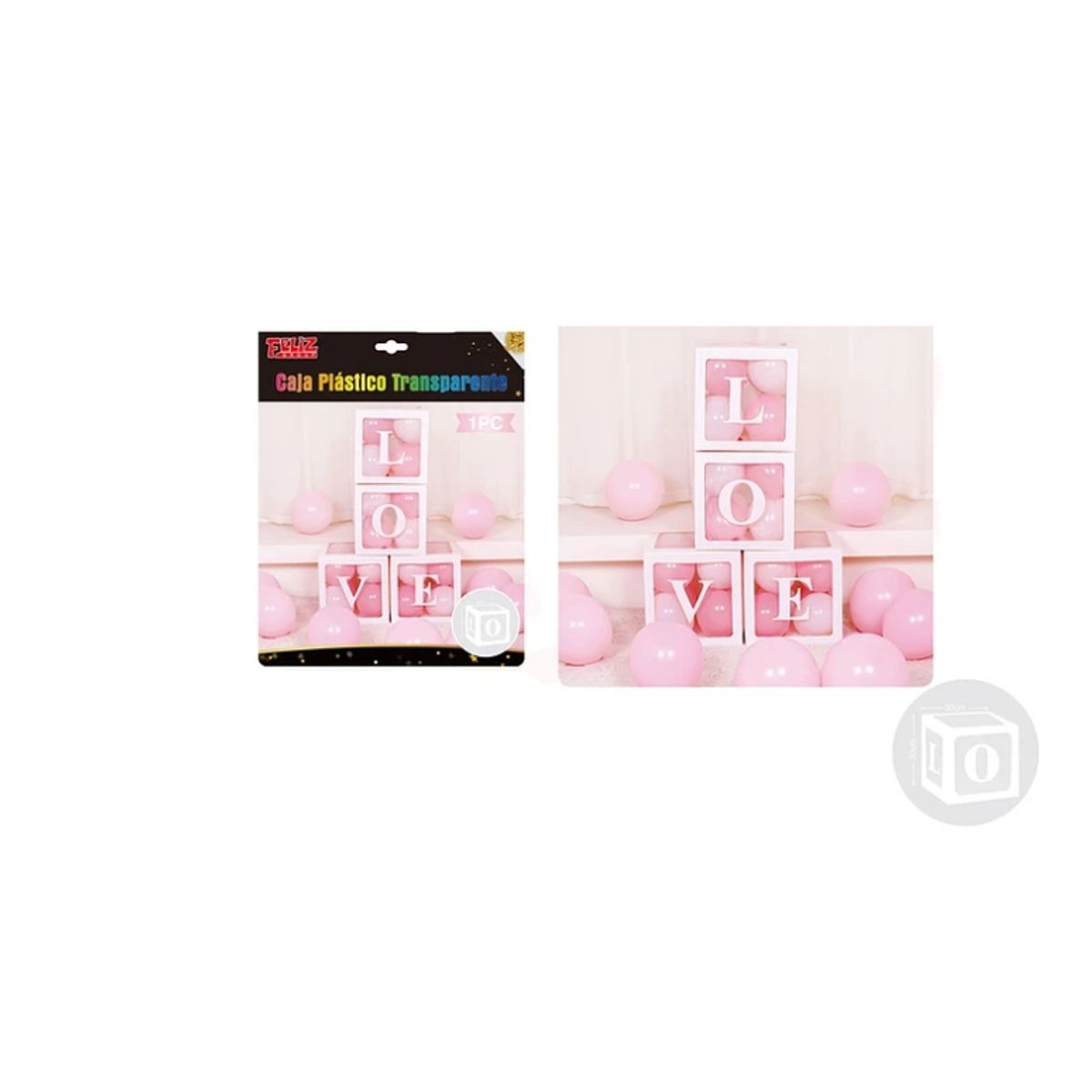 GENERICO - Caja Plástica Transparente Love Blanco