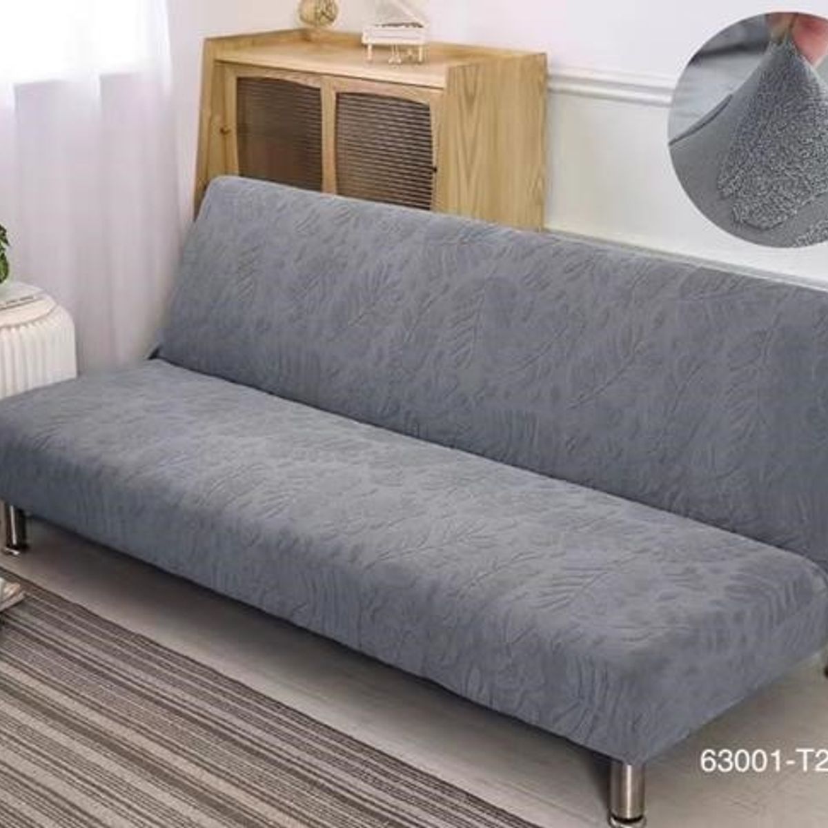 GENERICO - Funda Cubre Futon diseño Hojas living gris