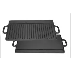 GENERICO - Plancha Churrasquera De Hierro Fundido 2 En 1 - 45x22x1.5cm
