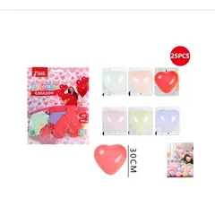 GENERICO - Globo Corazón Colores 30Cm 25 Pcs