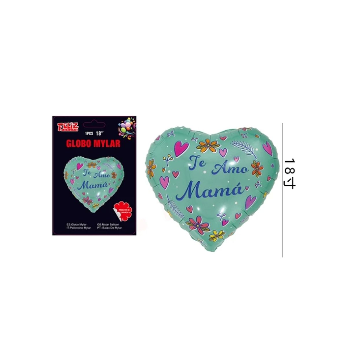 GENERICO - Globo Feliz Día Mamá Flores Y Corazones