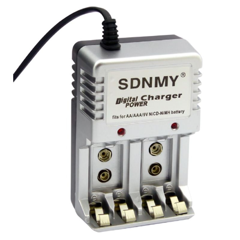 OEM - CARGADOR DE PILAS SDNMY GRIS MODA-615 C4 PILAS AAAAA PARA BAT 9V