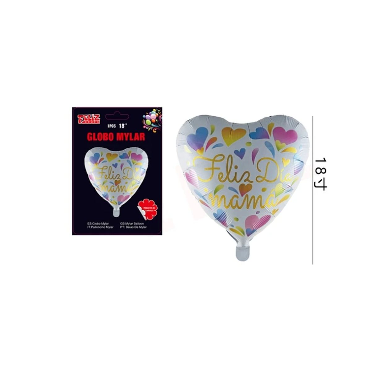 GENERICO - Globo Feliz Día Mamá Forma Corazón