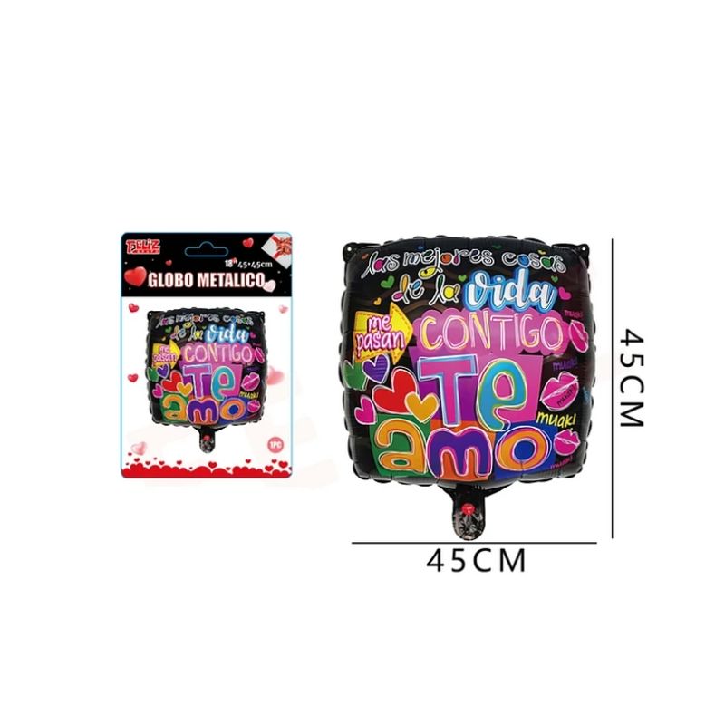 GENERICO - Globo Metálico Lo Mejor Contigo Te Amo 45 Cm