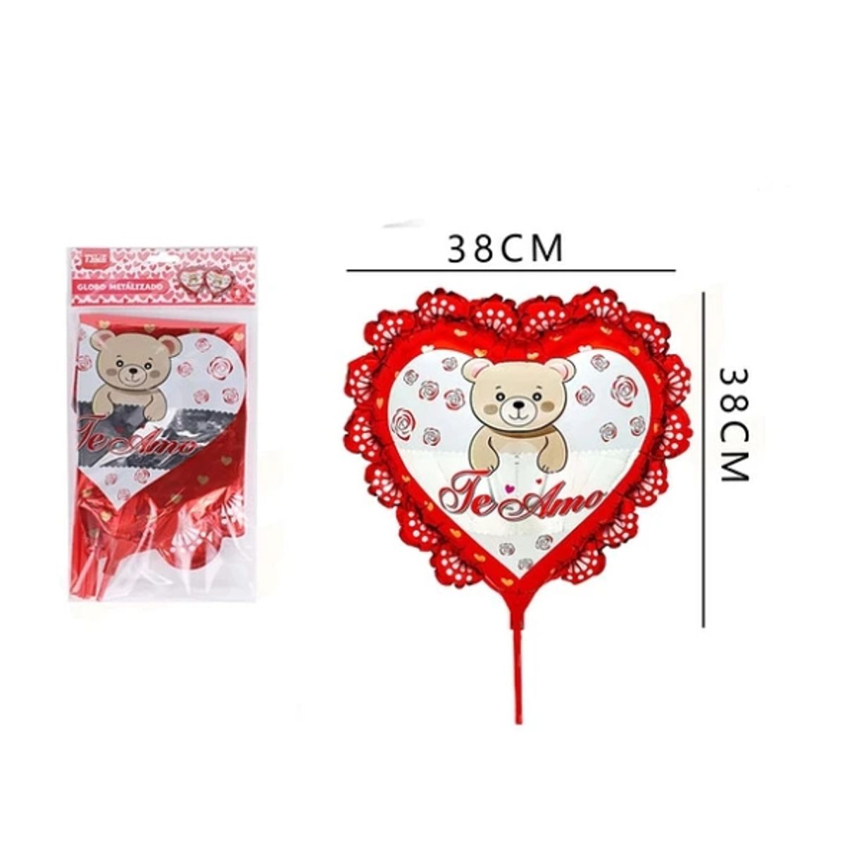 GENERICO - Globo Metálizado Oso Te Amo 38x38 Cm 6 Pcs