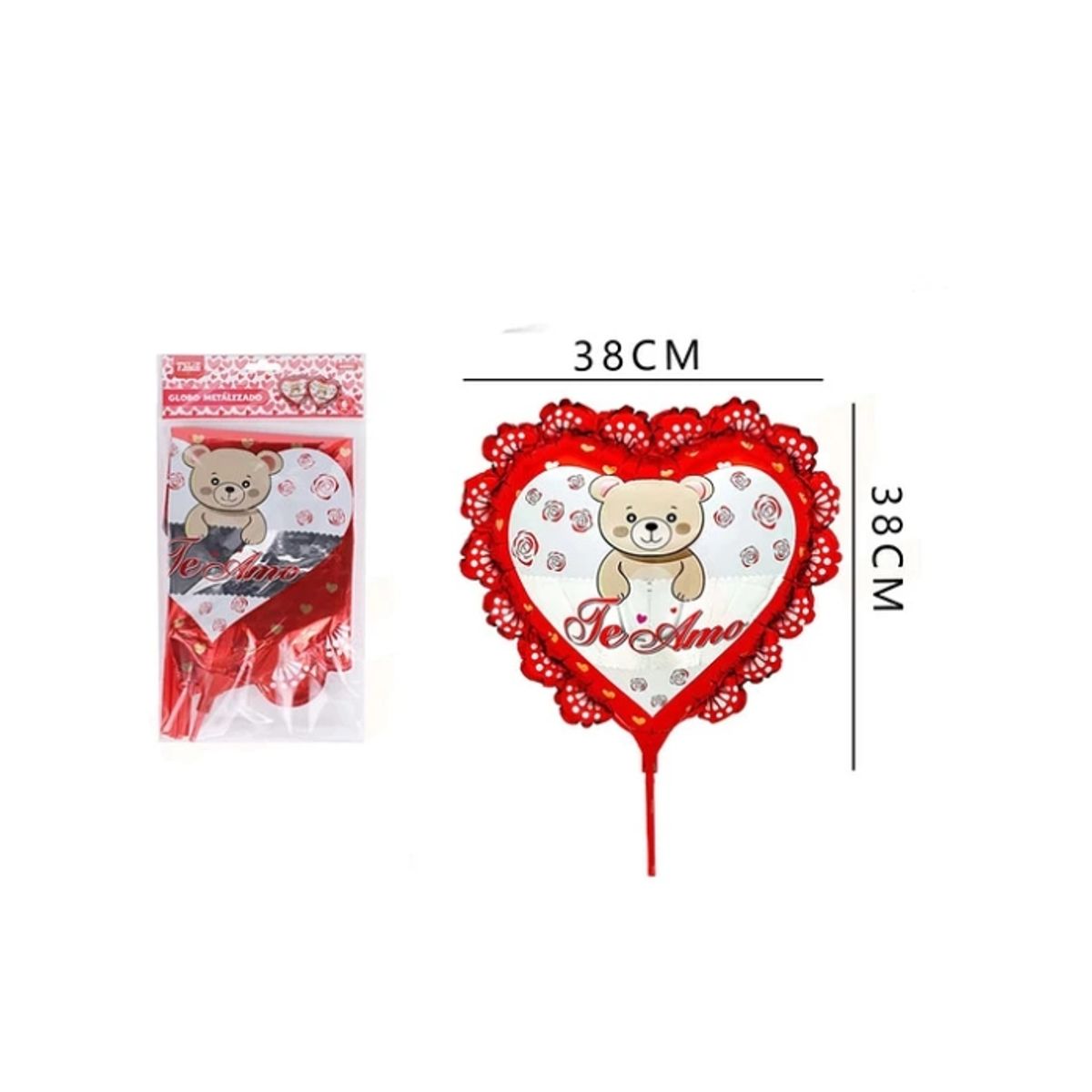 GENERICO - Globo Metálizado Oso Te Amo 38x38 Cm 6 Pcs