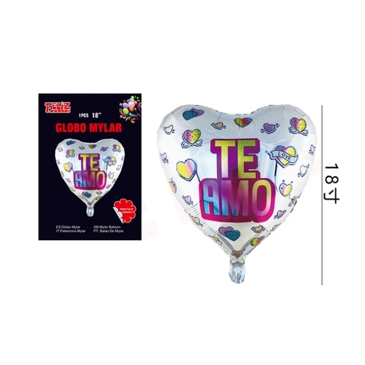 GENERICO - Globo Te Amo Con Corazones 45 x 45 Cm