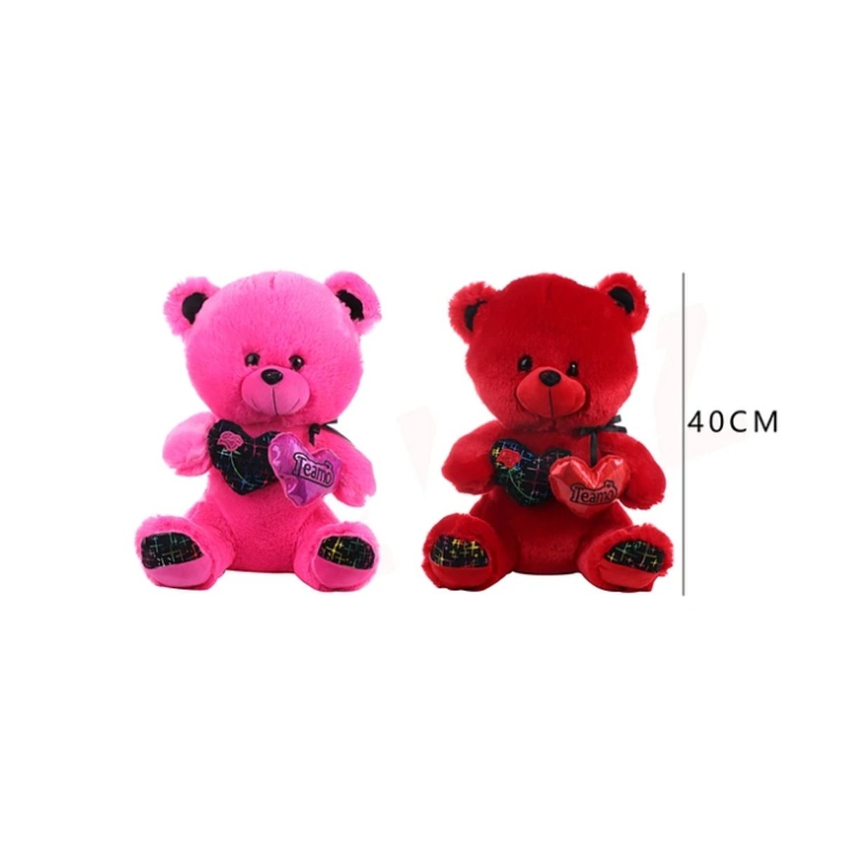 GENERICO - Peluche Osito 2 Corazones 40 Cm