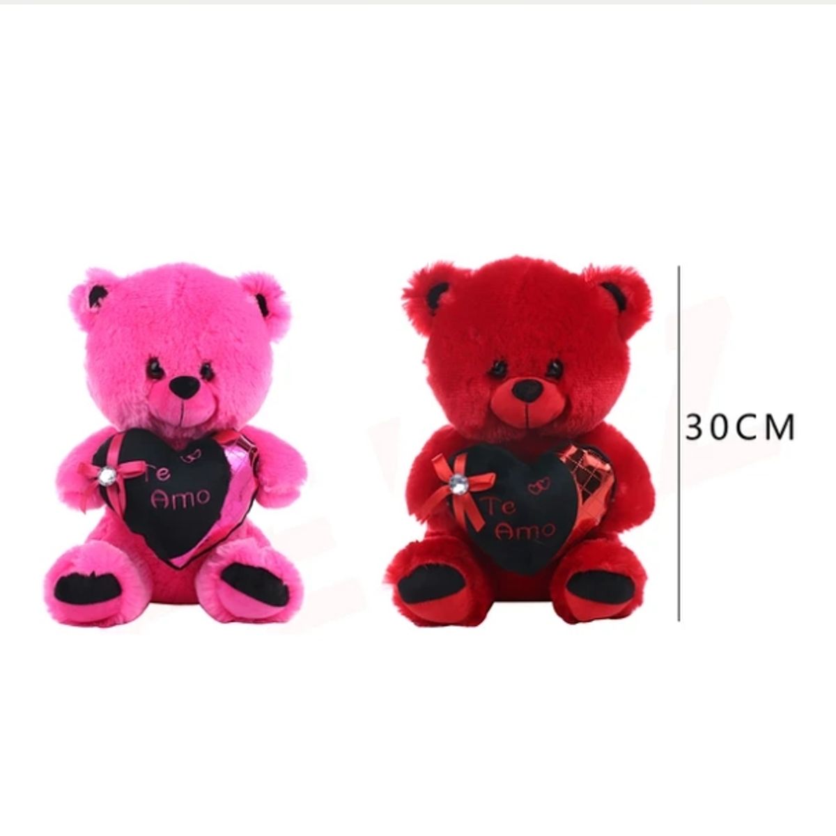 GENERICO - Peluche Osito Corazón Con Lazo 30 Cm