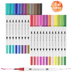 TIOZONEY - Rotuladores De Punta Pincel 24 Colores Con Punta Doble