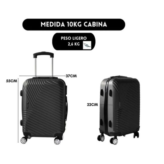 GENERICO - Maleta De Viaje Pequeña Equipaje Cabina 10 Kg Gris Oscuro
