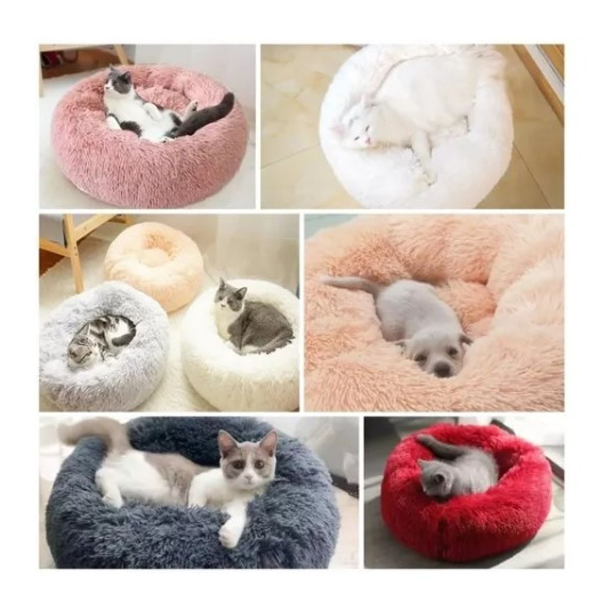 GENERICO - Cama Antiestrés Peluda Para Perros Y Gatos 70 Cm Originales