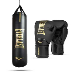 EVERLAST - Kit de Boxeo Saco y Guante Negro 16oz