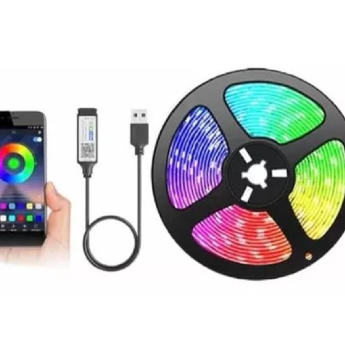 GENERICO - Cinta Tira Luz Led Rgb 5050 5mts Usb Bluetooth Tv Pc