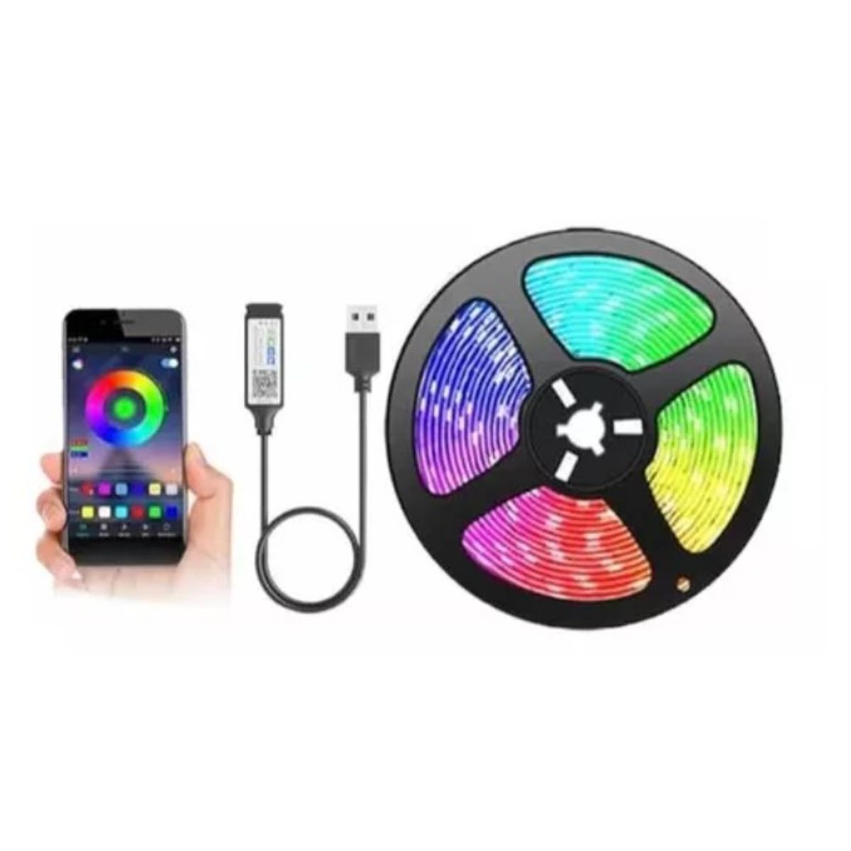 GENERICO - Cinta Tira Luz Led Rgb 5050 5mts Usb Bluetooth Tv Pc