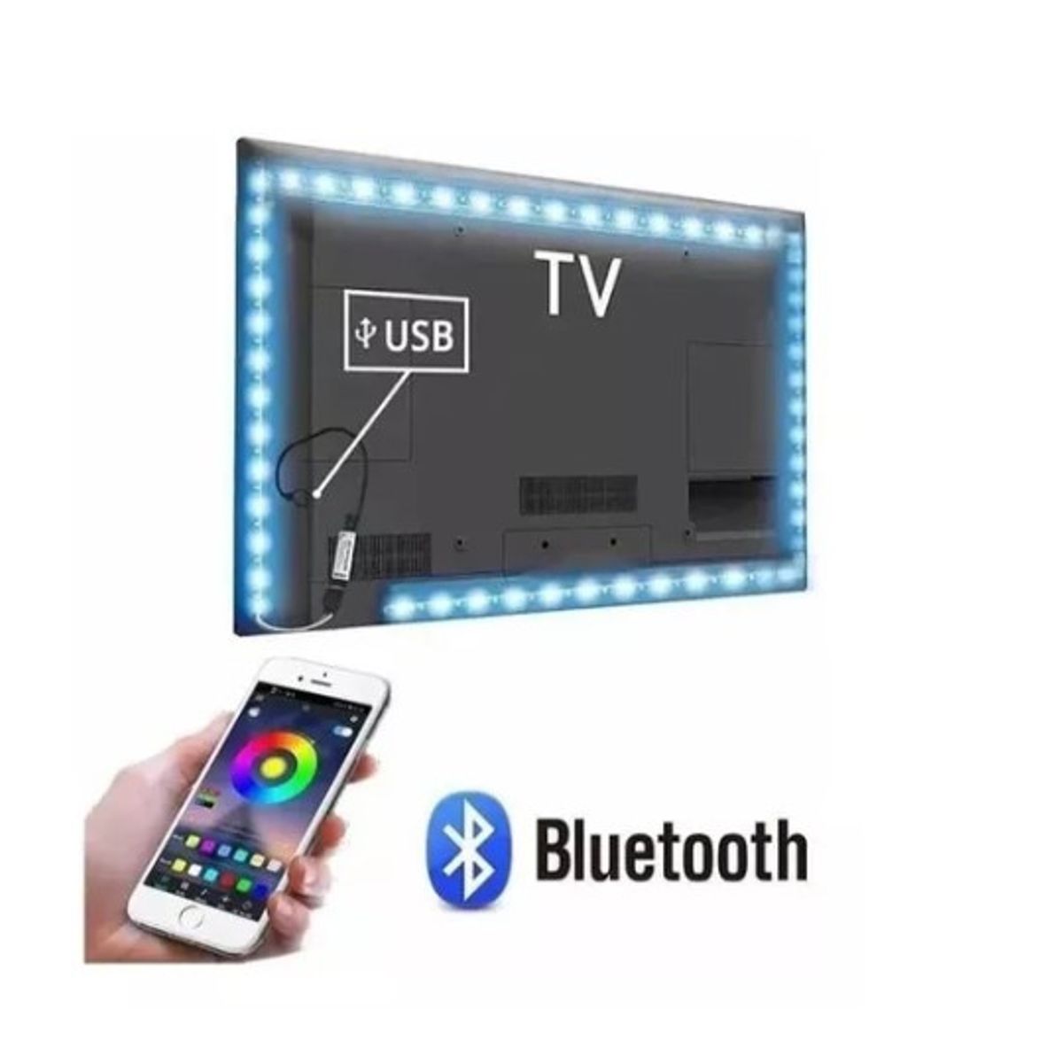 GENERICO - Cinta Tira Luz Led Rgb 5050 5mts Usb Bluetooth Tv Pc