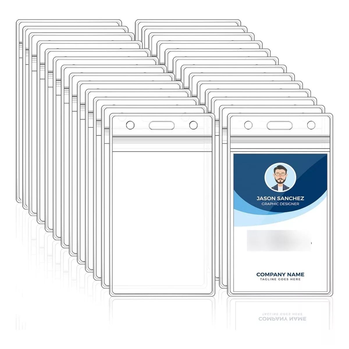 KUANGYE - Pack De 50 Porta Credenciales Transparentes De Pvc 55x85 mm