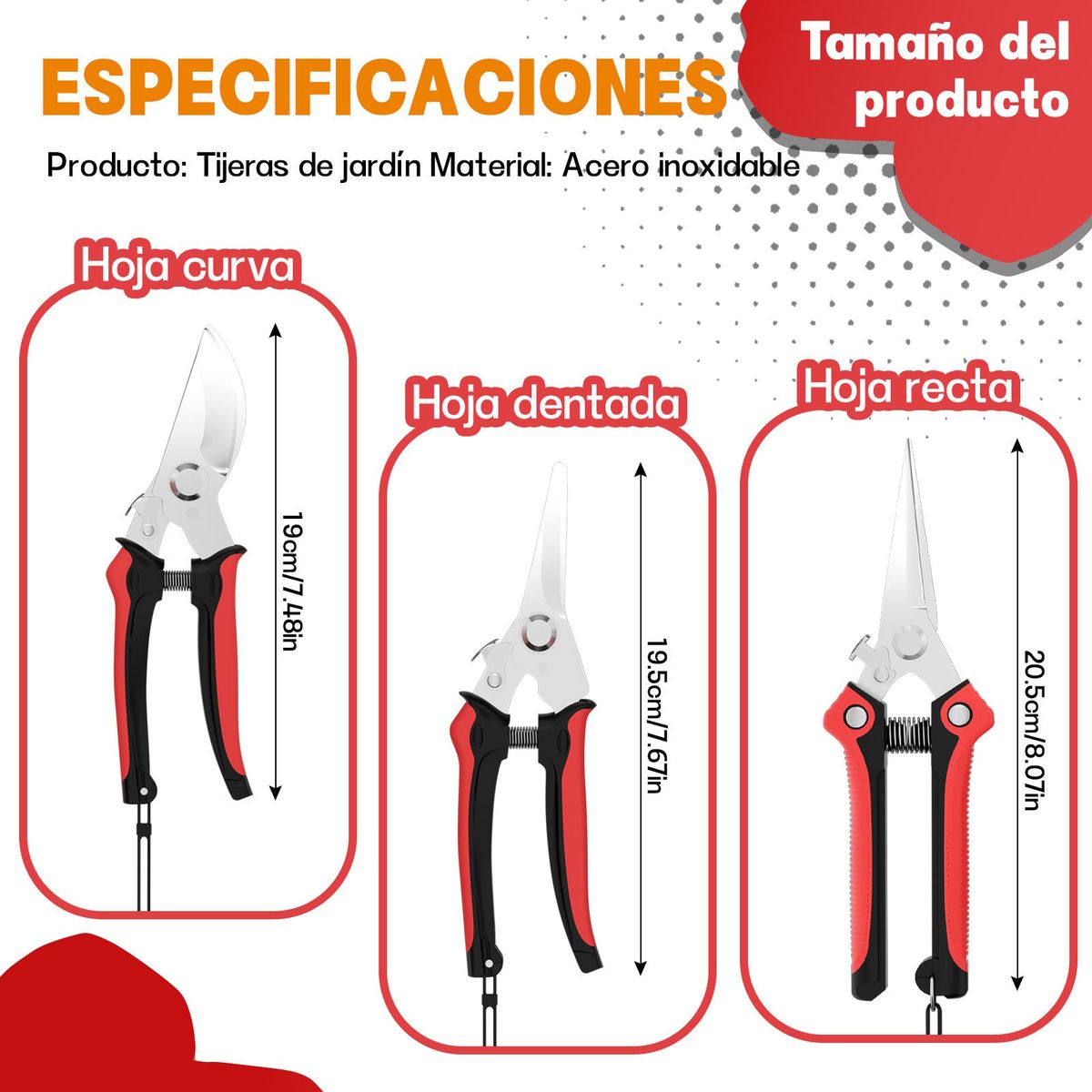 YAYKO - Profesional Liviana Tijera De Podar Corte Jardin 3pcs
