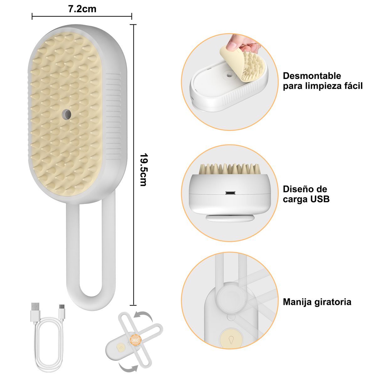 YAYKO - Cepillo Vapor Automático Para Gatos Perro Cepillo Mascotas
