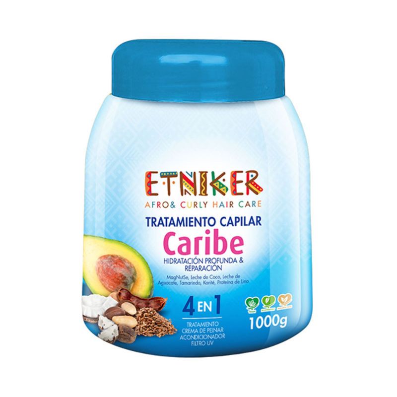 ETNIKER - TRATAMIENTO CAPILAR AFRO AND CURLY ETNIKER CARIBE 4 EN 1 DE 1000GR