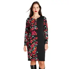 LORENZO DI PONTTI - Vestido Midi Manga Larga Negro
