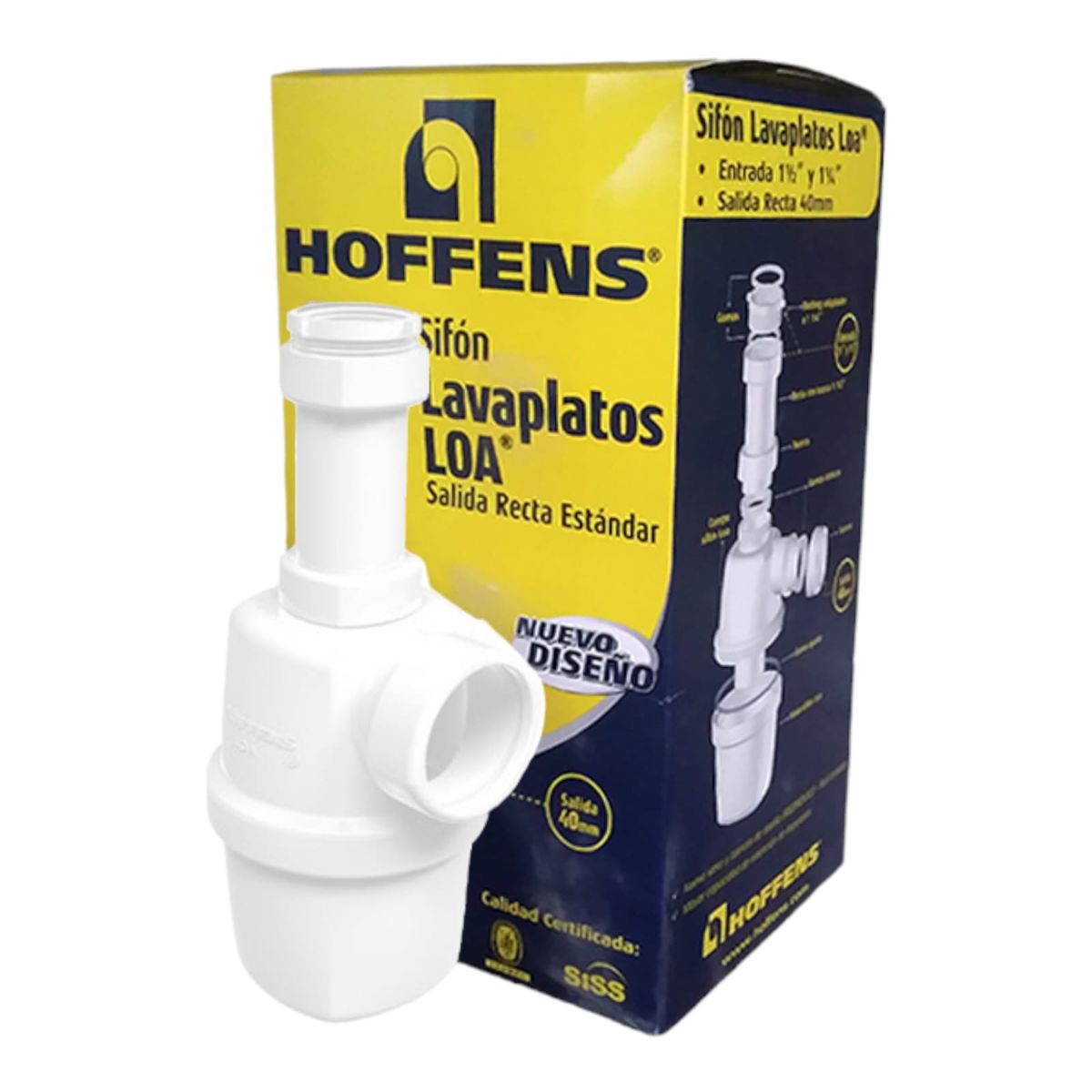 GENERICO - Sifón Lavaplatos Loa Salida Recta Entrada 1 1/2 Y 1 1/4