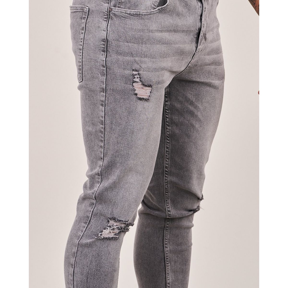 POLEMIC - Jeans Skinny Fit Gris Desgastado Polemic