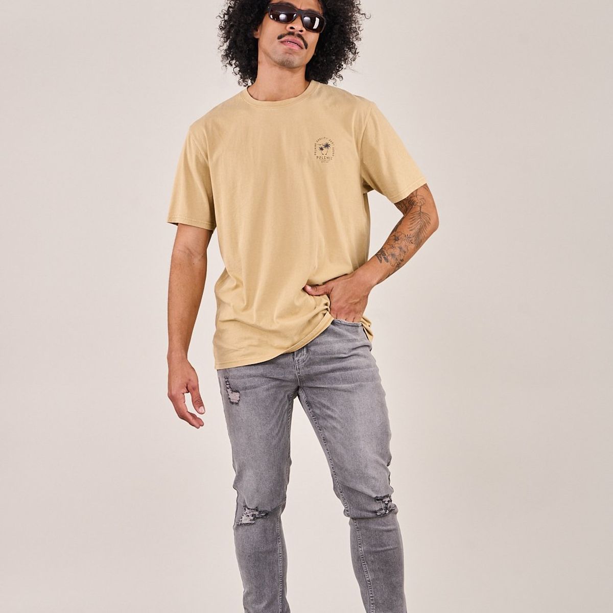 POLEMIC - Jeans Skinny Fit Gris Desgastado Polemic