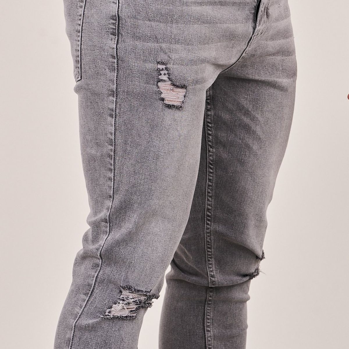 POLEMIC - Jeans Skinny Fit Gris Desgastado Polemic