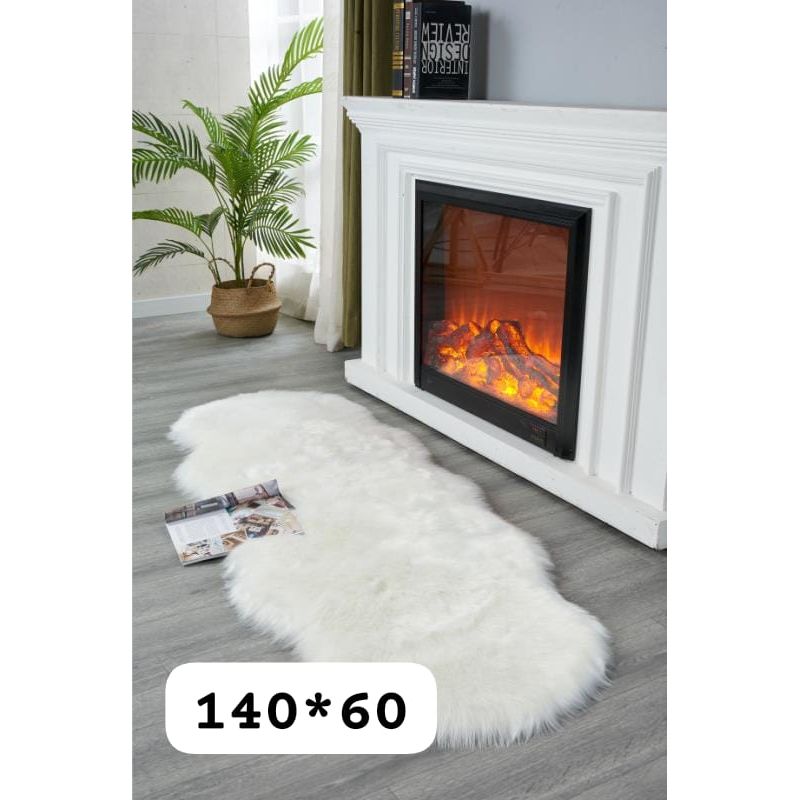 GENERICO - Alfombra Decorativa Piel de Oveja Pasillera 180x60cm - Blanco