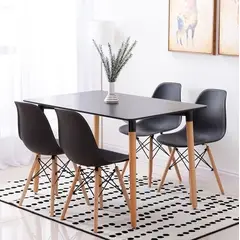 HOME PLANET - Comedor Helsinki rectangular negro 120x80 cm con 4 Sillas Eames Negras - Elegancia y Funcionalidad