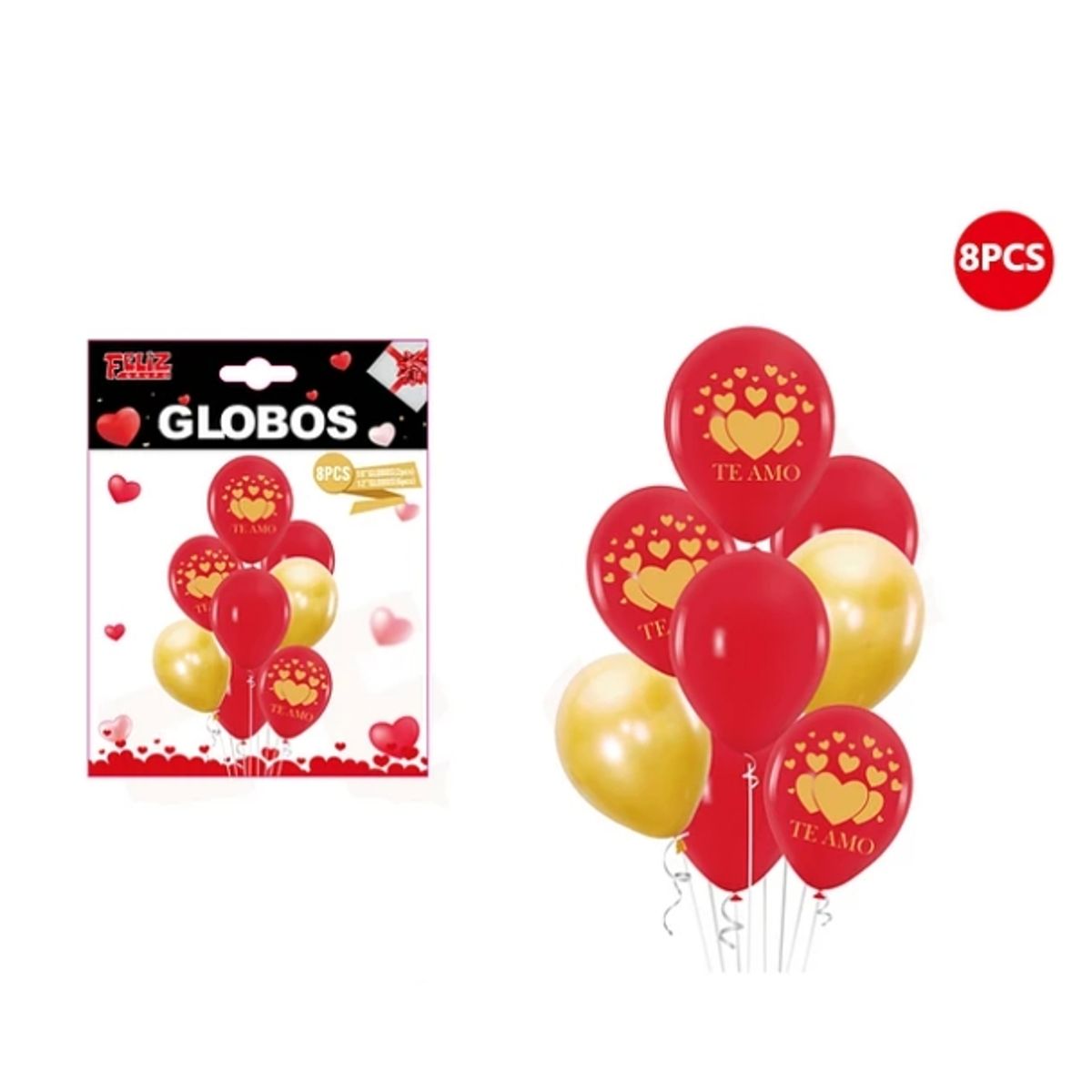GENERICO - Set De Globos Con Frase Te Amo 8 Pcs
