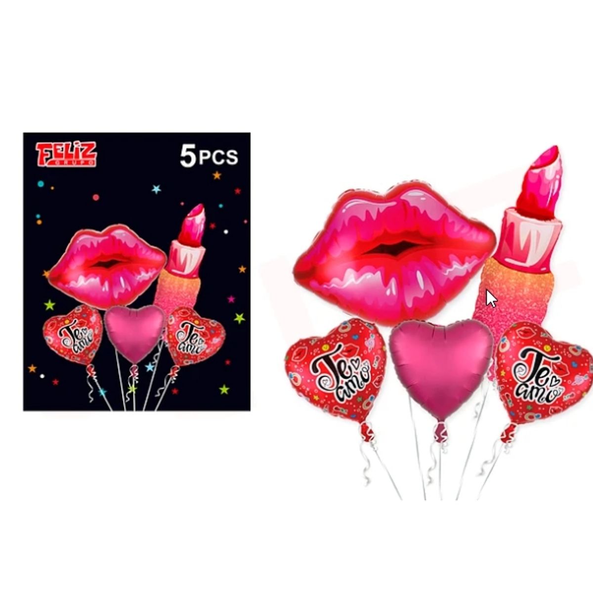 GENERICO - Set Globos Beso Labial Y Te Amo
