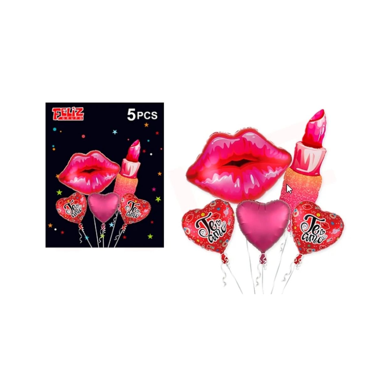 GENERICO - Set Globos Beso Labial Y Te Amo