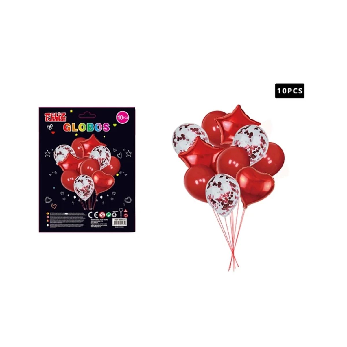 GENERICO - Set Globos Color Rojo 10 Pcs