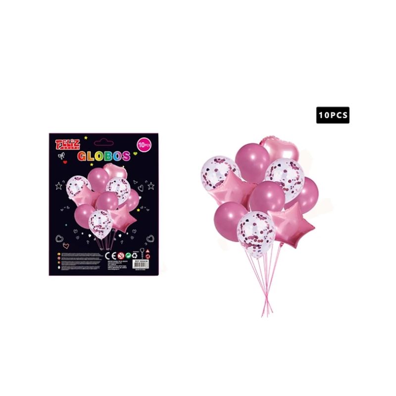 GENERICO - Set Globos Color Rosado Claro 10 Pcs
