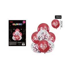 GENERICO - Set Globos Con Detalle Corazón 30 Cm 7 Pcs