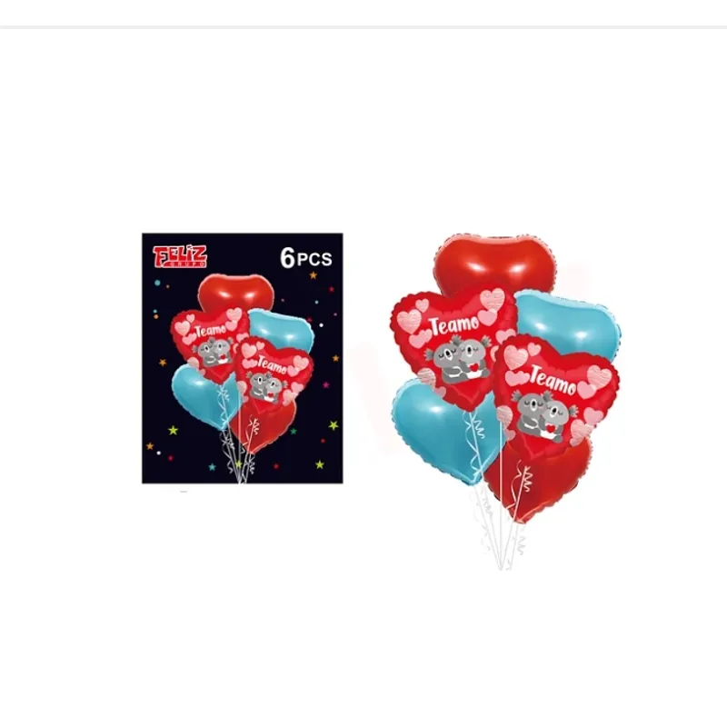 GENERICO - Set Globos De Corazónes Te Amo Koala 6 Pcs