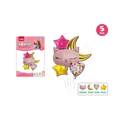 GENERICO - Set Globos Día De La Madre Con Gatito 5Pcs